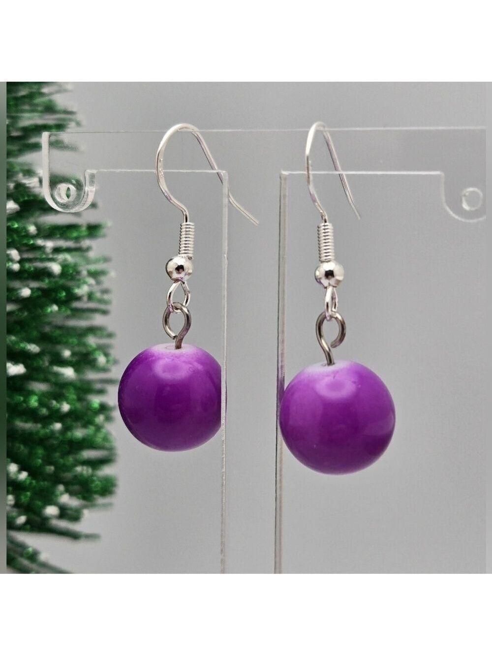 ✨2/$10✨ Handmade Purple Bead Dangle Earrings Sterling Silver French Hooks